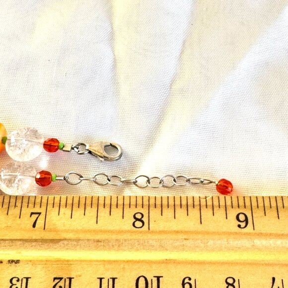 Sterling Silver 925 Multi-Gemstone Fall Statement Necklace Quartz Beads 15-17" - Picture 7 of 7